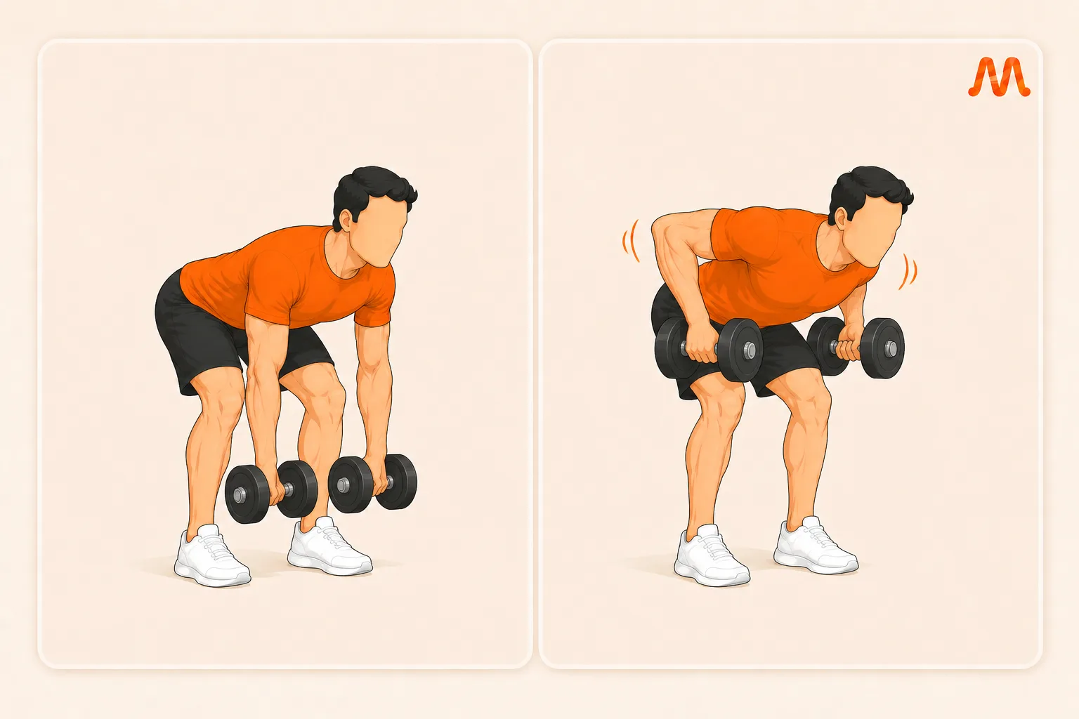 Bent-Over Dumbbell Row (Two-Arm) exercise illustration
