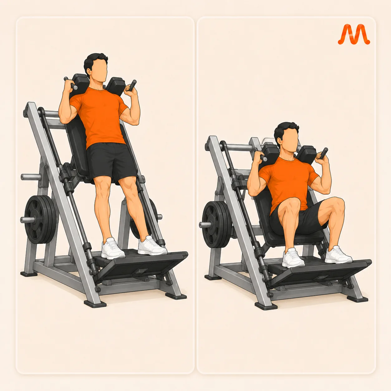 Hack Squat (Machine) exercise illustration