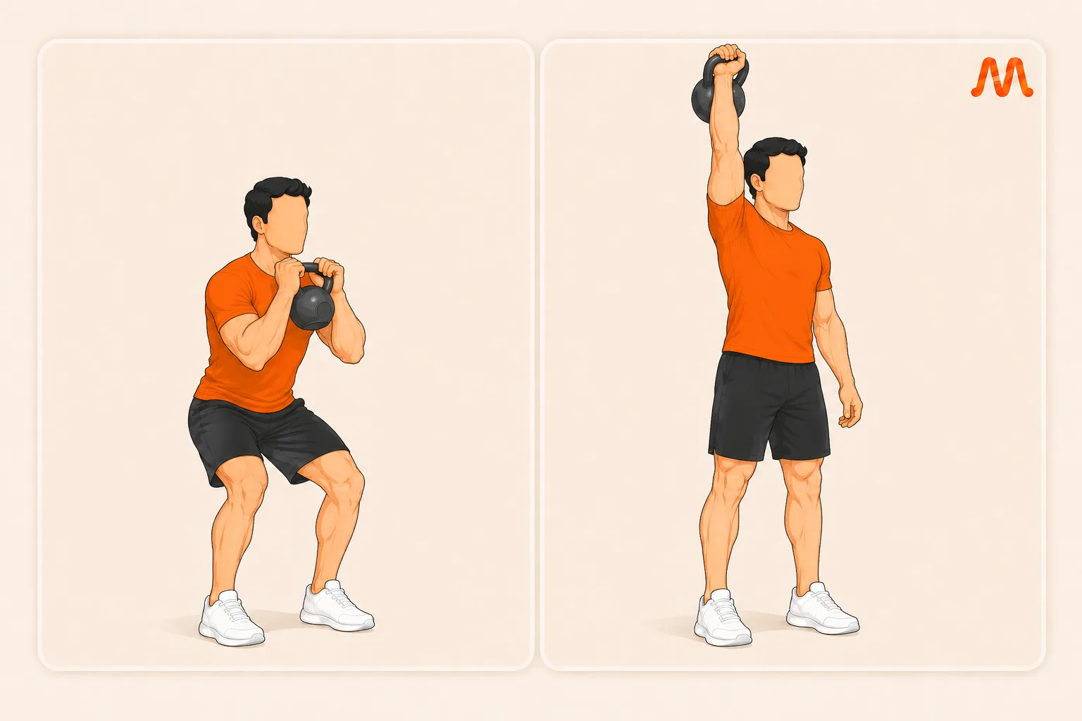 Kettlebell Push Press exercise illustration