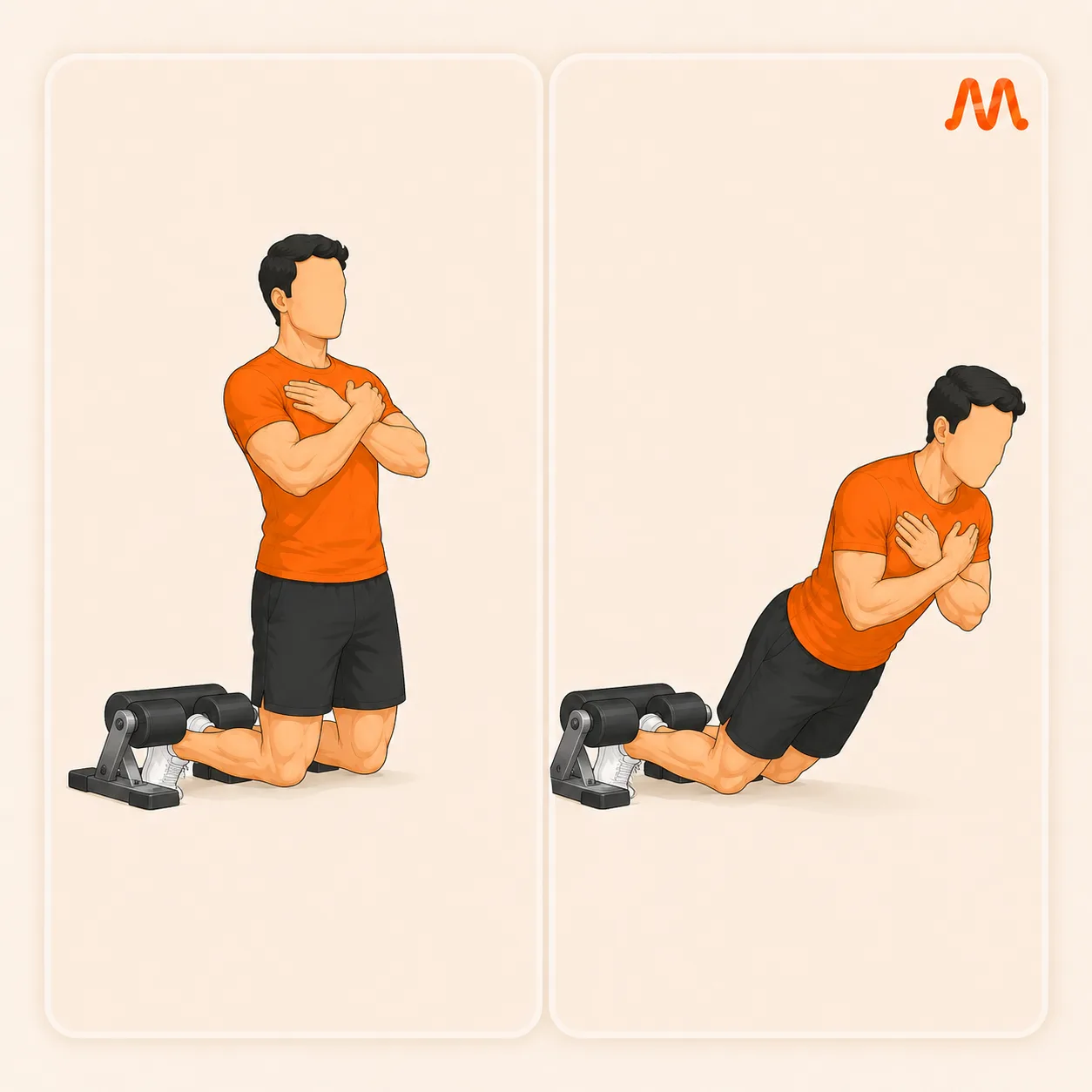 Nordic Curl (Eccentric) exercise illustration