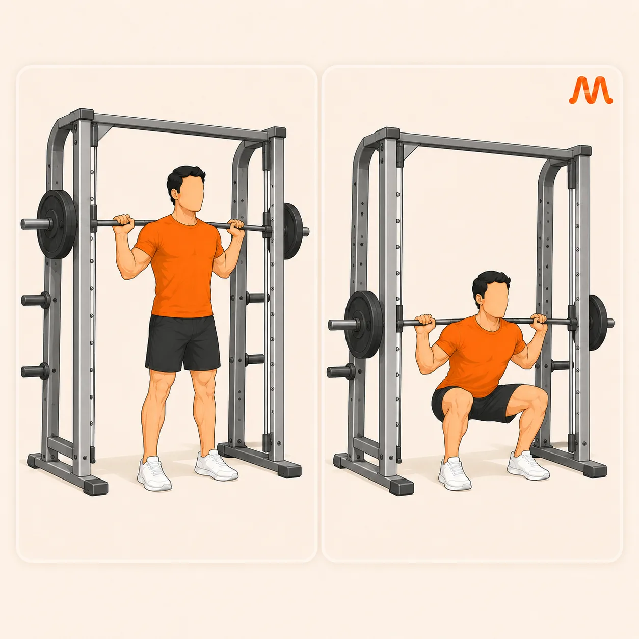 Smith Machine Squat exercise illustration
