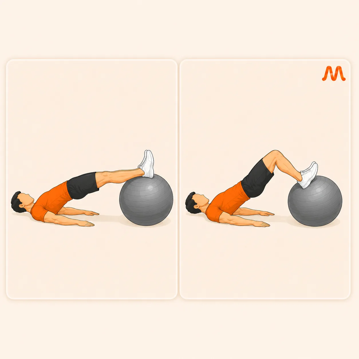 Stability Ball Leg Curl exercise illustration